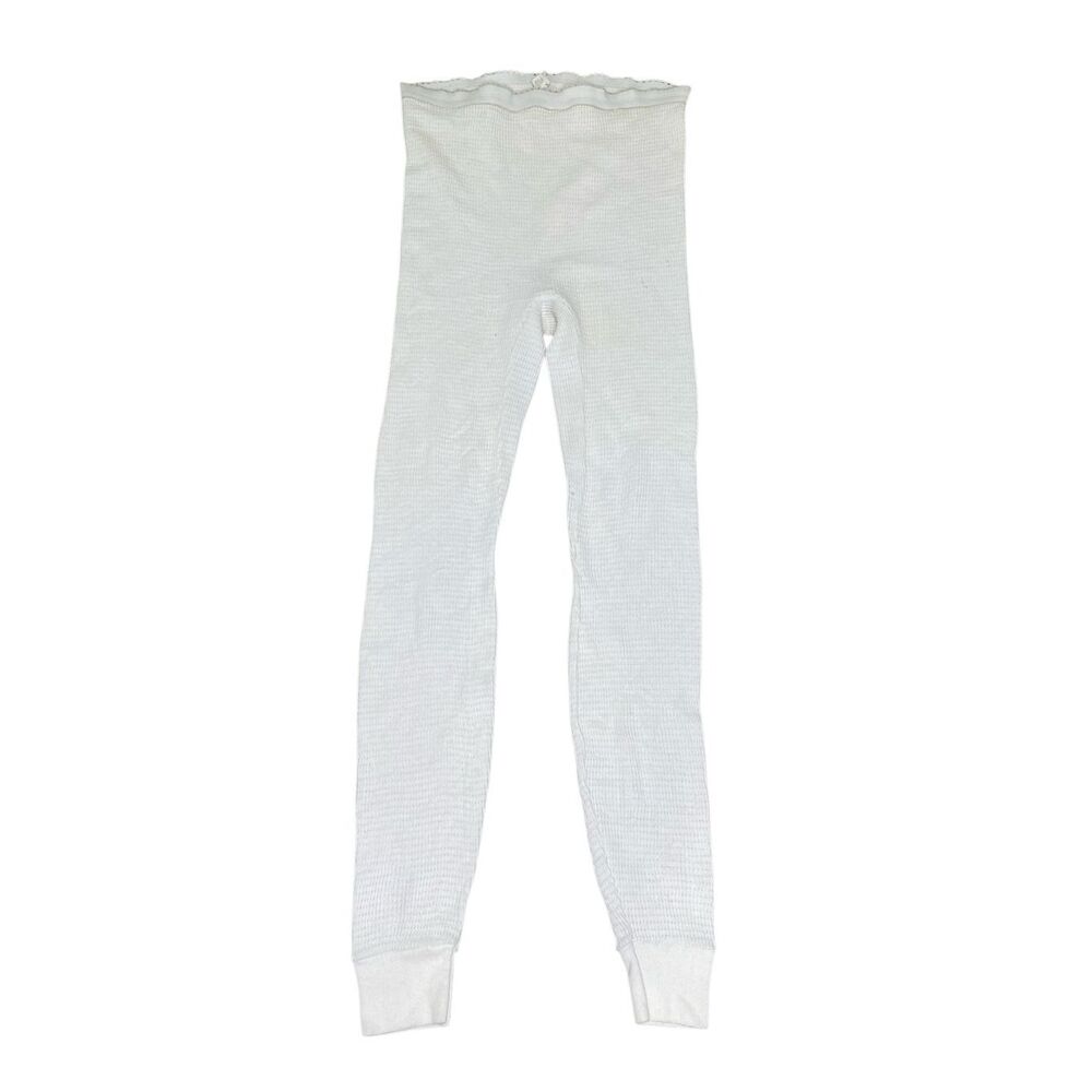 Cream Knit Leggings Lounge Pants Stretch Casual Boho Minimalist Women Vintage